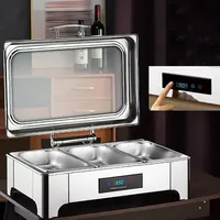 Chafing Dish Elektrisch, 9L Catering Speisewärmer Buffetwärmer mit Touch-Temperaturregelung, Professionel Warmhaltebehälter Essen für Party Küchen Hotel, Sichtbare Glasabdeckung (GN1/3)