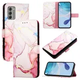 nancencen für Nokia G400 Hülle, PU Leder Handyhülle Kapphülle mit Kartenfach Magnetisch Rundumschutz Mode Marmormuster Handytasche Case, Roségold