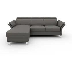 Ecksofa SIT & MORE "Vincenzo L-Form", grau, B:252cm H:84cm T:165cm, Sofas, inklusive Kopfteilverstellung, wahlweise mit Bettfunktion, Bettkasten