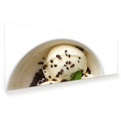 Primedeco Glasbild Wandbild Vanilleeis mit Schokolade mit Aufhängung, Süsses weiß 100 cm x 40 cm