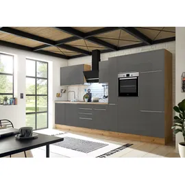 Respekta Küchenzeile Marleen Premium 370 cm Grau Artisan Eiche