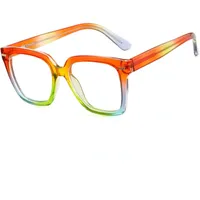HPIRME Regenbogen-Quadrat-Licht-Brillengestell für Damen, Vintage, übergroß, bunt, klar, Brillen, 5, Einheitsgröße - Einheitsgröße