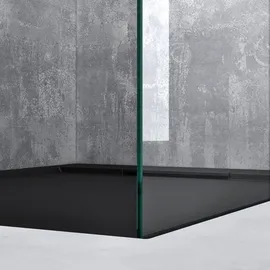 Mai&Mai Mai & Mai 140x200cm Walk-In Dusche Duschwand für Dusche Duschabtrennung ESG-Sicherheitsglas 8mm NANO Glas BRAM1 Bremen2K Schwarz - Transparent
