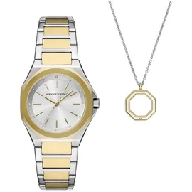 Giorgio Armani Armani Exchange Watch for Women, Quartz Movement and 36mm Case Size with Stainless Steel, Leather or Silicone Strap Silberfarbener Satz,34MM