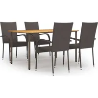 5-tlg. Garten-Essgruppe Poly Rattan Braun - Braun