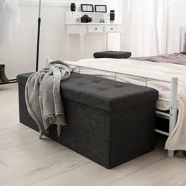 Tectake Sitzhocker mit Stauraum 110x38x38cm - dunkelgrau