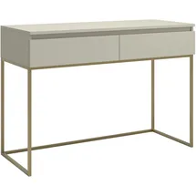 Selsey Schreibtisch Computertisch Bürotisch mit 2 Schubladen, Metallrahmen 120 cm Taupe Mit Goldenen Beinen