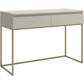 Selsey Schreibtisch Computertisch Bürotisch mit 2 Schubladen, Metallrahmen 120 cm Taupe Mit Goldenen Beinen