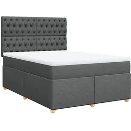 vidaXL Boxspringbett 140 x 200 cm Dunkelgrau
