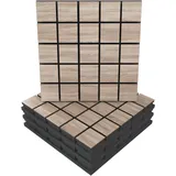 Akustikplatte, Motiv: Grid, 4 Stück, Schallabsorption, 50 x 50 x 5 cm, Absorption, Diffusion, Reflexion, Schalldämmung, Isolierung, Holz, perforiert, laminiert: Grid, Sonoma