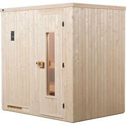 Sauna WEKA "Halmstad", beige (natur), Saunaofen, externe Steuerung, 7,5 kW, Saunen, 7,5 kW-Ofen mit digitaler Steuerung