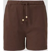 S.Oliver - Jersey-Shorts mit Elastikbund und Schmuckperlen, Damen, braun,