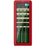 Cecotec Weinkühlschrank 24 Flaschen Retro Bolero Grandsommelier Origin 24 Hit Red. Rot mit LED-Steuerung, Temp. 5-20oC, NoFrost, Holzregale, Innenbeleuchtung, Belüftung