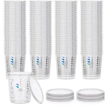 Benbow Profi-Messbecher mit Deckel 100x 680ml mit vielfältiger Skalierung - Becher mit Skala, Lackmischbecher, Meßbecher, Lackbecher