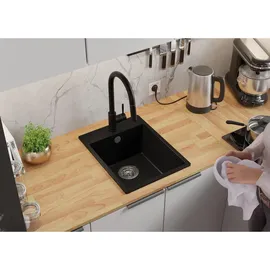 Primagran Riga S035 rechts Einbau Granit schwarz Handbetätigung 380 x 500 mm