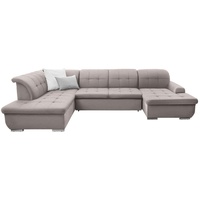 Cantus Wohnlandschaft, Taupe, Textil, Uni, 5-Sitzer, Ottomane links, U-Form, 342x208 cm, Made in EU, seitenverkehrt erhältlich, Hocker Rücken echt, Wohnzimmer, Sofas & Couches, Wohnlandschaften, Wohnlandschaften in U-Form