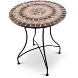 Raburg Mosaiktisch, 60 cm Ø, runder Gartentisch mit Mosaikmuster, Balkon- und Terrassentisch, mediterranes Flair, liebevolle Handarbeit, Mayla, Schwarz-Grau-Orange