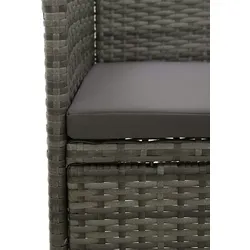 vidaXL 3-tlg. Garten-Essgruppe Poly Rattan und Glas Möbel : Farbe - Grau