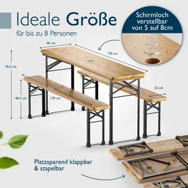Beautissu Bierzeltgarnitur klappbar Holz BT22, 170x46cm