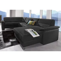 Wohnlandschaft SIT & MORE "Top Ascara U-Form", schwarz, B:312cm H:85cm T:204cm, NaturLeder in Sitz und Rücken, Korpus ist mit passendem Kunstleder bezogen.;Luxus-Microfaser (100% Polyester), Sofas, Wohnlandschaft, inklusive Boxspring/Federkern-Polsterung, wahlweise mit Bettfunktion