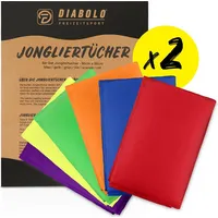 Diabolo Freizeitsport Jongliertücher 12er Set (6 Farben), 60x60cm, 100%