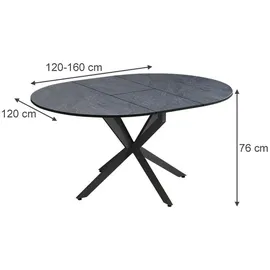 Vicco Loyd 120 x 76,3 cm ausziehbar Anthrazit/Schwarz