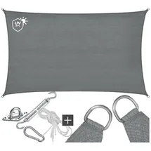 Tectake tectake® Sonnensegel, verschiedene Größen, HDPE mit 185 g/m2 und 87 % UV-Schutz, für Balkon, Garten und Terrasse, umfangreiches Montagematerial