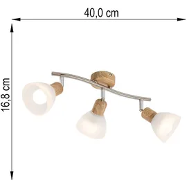 Nowa LED Deckenleuchte 1 verstellbar Holzoptik Glas alabaster