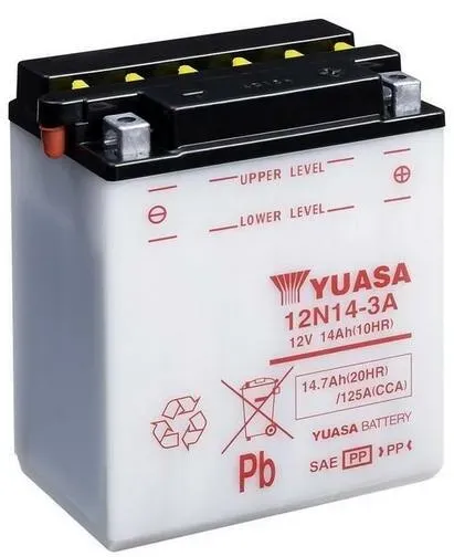 YUASA 12N14-3A Batterie ohne Säurepack