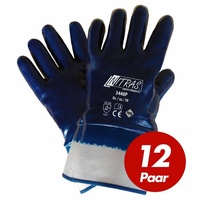 Nitras Nitril-Handschuhe Nitras Nitrilhandschuh Premium 3440P vollbeschichtet - VPE 12 Paar (Spar-Set) blau