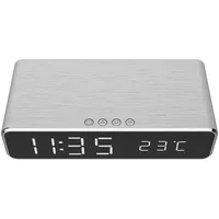 Gembird Digitaler Wecker m kabelloser QI Handyladefunkt.silb - Silber