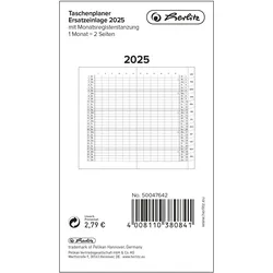 Herlitz Taschenplaner Ersatzeinlage 2025 geheftet, mit Monatsregisterstanzung, T
