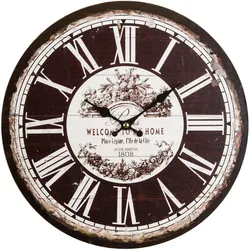 Wanduhr ""Welcome"", schwarz, B:33,8cm H:4,5cm T:4,5cm, MYFLAIR MÖBEL & ACCESSOIRES, Wanduhren, rund, Ø 33,8 cm, römische Ziffern, dekorativ in Küche & Wohnzimmer