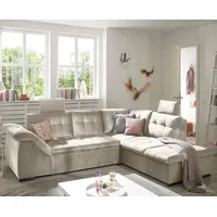 Froschkönig24 Estrella Ecksofa 283 x 217 cm, mit Schlaffunktion und Bettkasten Beige, Ausführung:Rechts - Beige