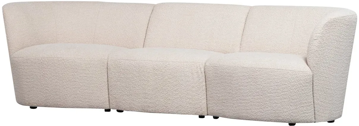 Sofa Coco aus Boucle-Stoff, modern und gepolstert, creme, für 3–4 Personen, elegante Textur