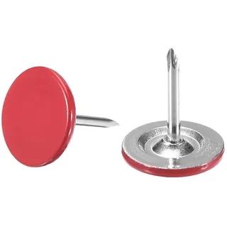 TA-VIGOR 50 Stück Schwerlast-Flachkopf-Reißnägel, Dekorative Pinnadeln für Wände, Möbel, Korktafeln & Bulletin Boards – 11mm x 13mm Polsternägel für Heim- und Bürogebrauch & DIY, Rot