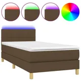 vidaXL Boxspringbett mit Matratze & LED Dunkelbraun 90x200 cm Stoff