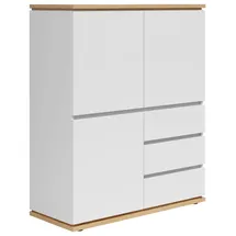 Highboard 100 x 121 x 42 cm Weiß / Eiche