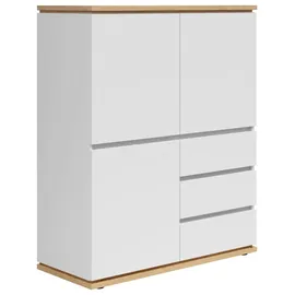 Highboard 100 x 121 x 42 cm Weiß / Eiche