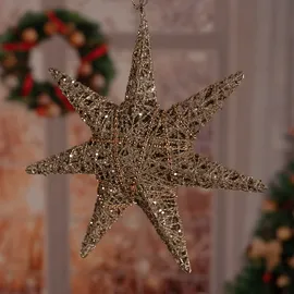 Harms Import LED Advents Weihnachts Stern Hänge Lampe X-MAS Beleuchtung Deko Lampe silber gold 9201115