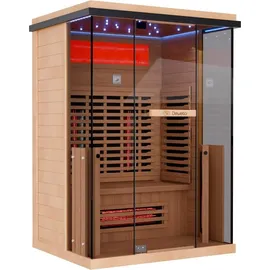 Dewello Dewello® Infrarotkabine Infrarotsauna KENORA 130x105 für 1-2 Personen aus Hemlockholz, Dual Therm, mit Salzsteinoptik