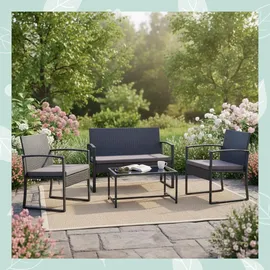 Relaxdays Gartenmöbel Set 4-tlg. Schwarz