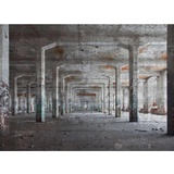Livingwalls Fototapete Designwalls Concrete Posts glatt, (5 St), grau Weiß Braun, 3,50 m x 2,55 m FSC®