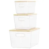 Navaris Kühlschrank Organizer Set für Lebensmittel - 3x Schubladen Aufbewahrung Boxen -Ordnungssystem für Schrank - Aufbewahrungsboxen aus Kunststoff