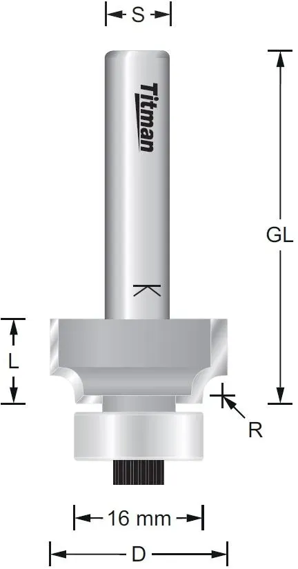 Abrundfräser mit Anlauflager Softform – S=8 D20,7 x 42 mm - R=3