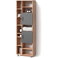 Livinity® Badschrank, Eiche Wotan, Braun, 14 Fächer, Rechteckig, 60x190x30