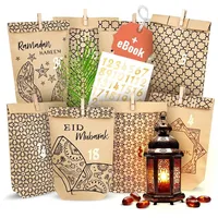 Amari Countdown Kalender Ramadan Tüten zum Selbstbefüllen für Kinder und Erwachsene, 30 Stk. inklusive Zahlenaufkleber & Klammern schwarz