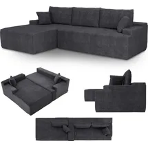 Juskys Eckcouch Cord 3-Sitzer Dunkelgrau