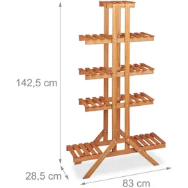 Relaxdays Blumentreppe 142,5 x 83 x 28,5 cm Hellbraun