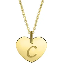 Ketten-Anhänger ONE ELEMENT "Herz mit Gravur C Buchstaben Anhänger aus 333 Gelbgold", gold, Schmuckanhänger, Damen, C, Gelbgold 333, Damen Gold Schmuck Herz mit Gravur C